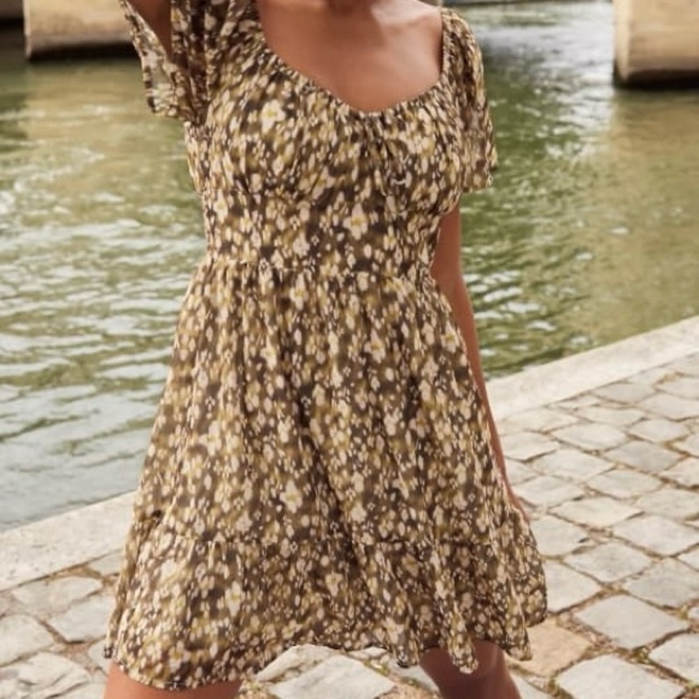 Dynamite Green Floral Mini Dress